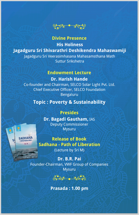 mahavidyapeetha's tweet photo. Golden Jubilee Endowment Lecture- 11
and Release of the book- "Sadhana"
On 26th May 2022 at 11pm
At Sri Rajendra Centenary Auditorium, JSS Hospital, Mysuru 
.
.
.
#suttur #srimath #jss #JSS #jssmahavidyapeetha #jssinstitutions #golden #jubilee #endowment #lecture #books https://t.co/mR7l3IiCaa