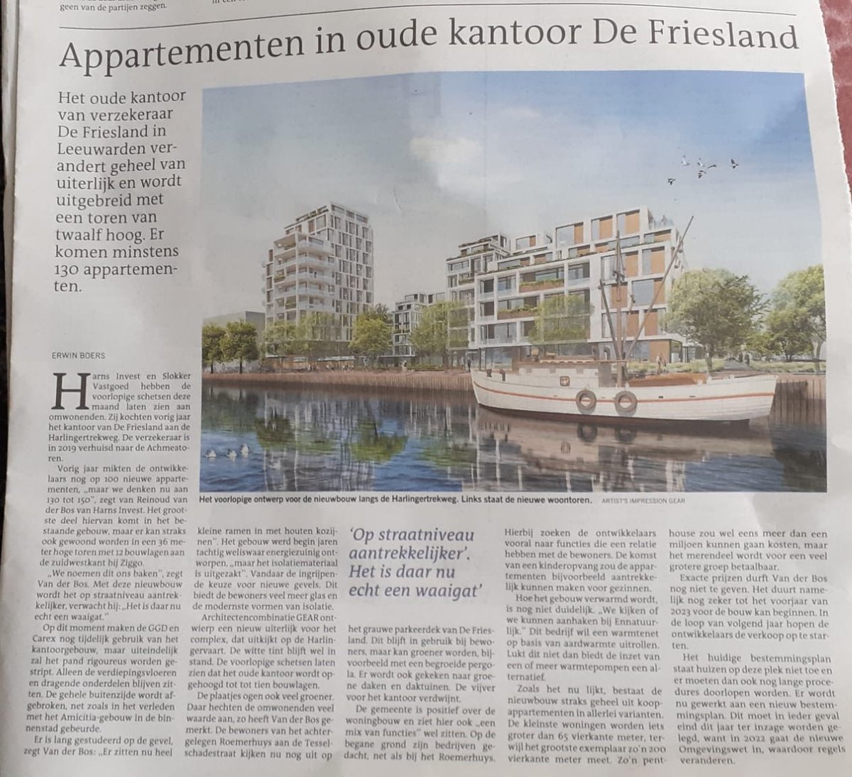 Myn âld-wurkplak wurd in wentoer. It sil in hiele toer wurde, mar grif sil 't d'r fan opknappe.