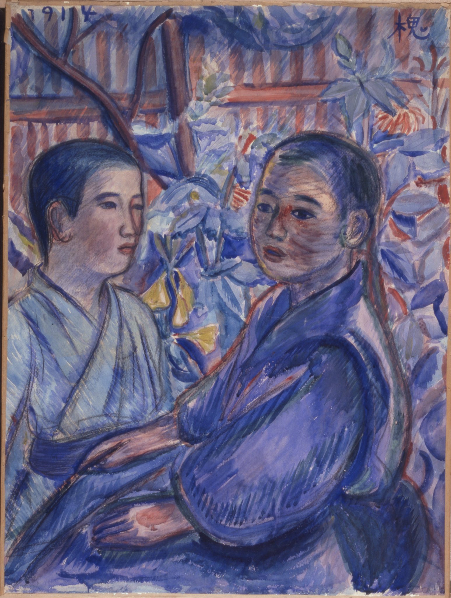 村山　槐多、川のある風景、希少画集画、新品額装付 村山槐多、【湖水と女】、新品高級額 額装付、年代物・希少画集