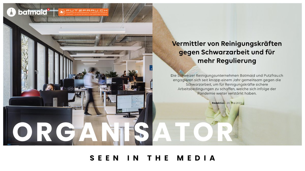 Batmaid and Putzfrau.ch are joining forces with a double common objective.

To learn more about our objectives, head here: organisator.ch/de/management/…