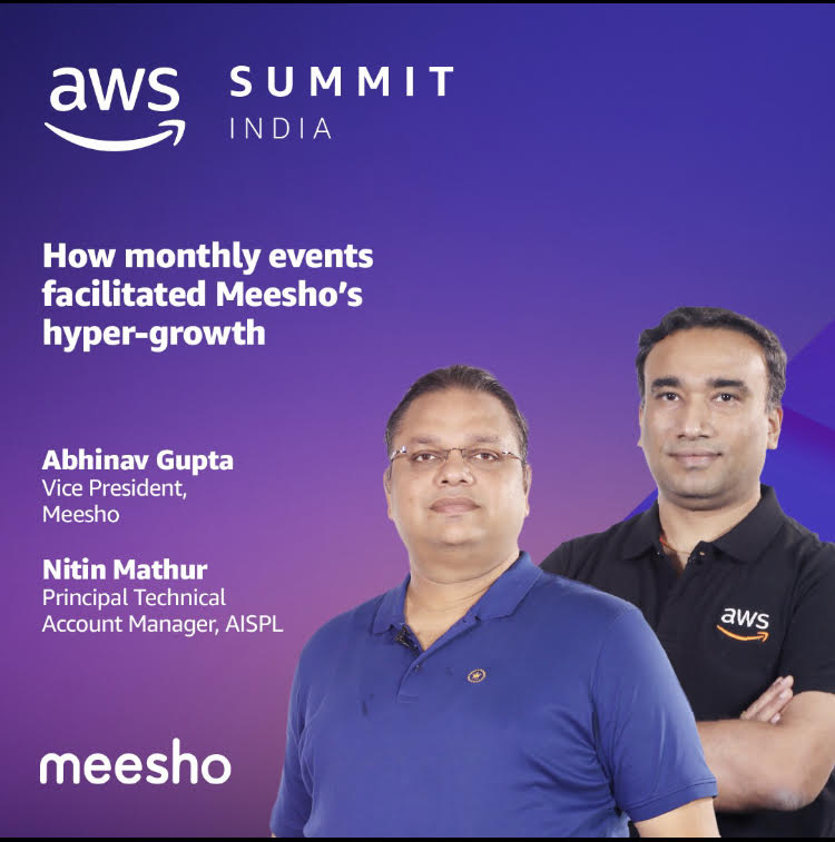 Join <a href="/abgpt/">Abhinav Gupta</a>, Vice President, Meesho for an illuminating session on how we used #cloudcomputing to empower retail and achieve hyper-growth🚀

Session starts on 26th May. Book your seat for #AWSSummit Online India today!

summits-india.virtual.awsevents.com/register

 <a href="/awscloud/">Amazon Web Services</a> #awssummit2022