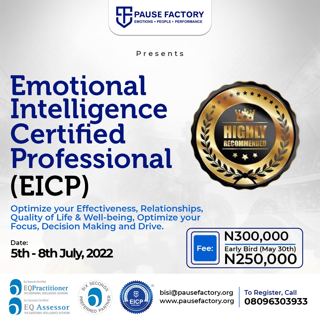 pausefactoryorg's tweet photo. Why You Should Attend This Program? Emotional Intelligence Certified Professional
Undiluted Content
EICP is the only Emotional Intelligence Certification that is 100% dedicated to and completely focuses on Emotional Intelligence in West Africa.
#pausefactory https://t.co/82XVhTZvr3