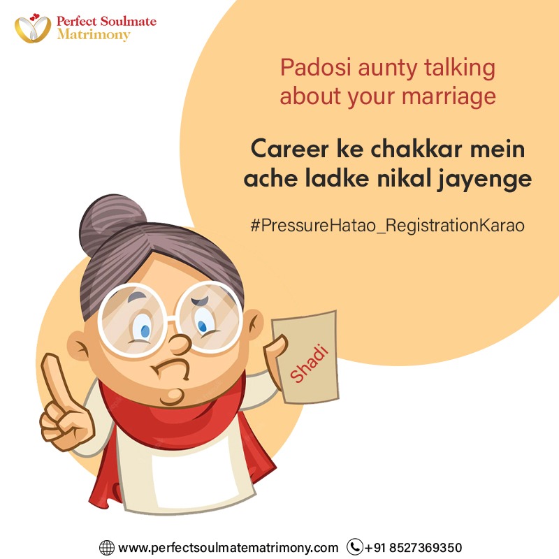 PerfectSoulmat2's tweet photo. Hey Girls! Don't ignore the words of Pados vali aunty 😂
Varna ache ladke nikal jaayenge 🤪

Register yourself today with Perfect Soulmate Matrimony to search your life partner!!

#matrimony #marriage #marriagetip #marriageadvice #shadiseason #shadi #matrimonyindia #marriagehumor https://t.co/05z3btEC64