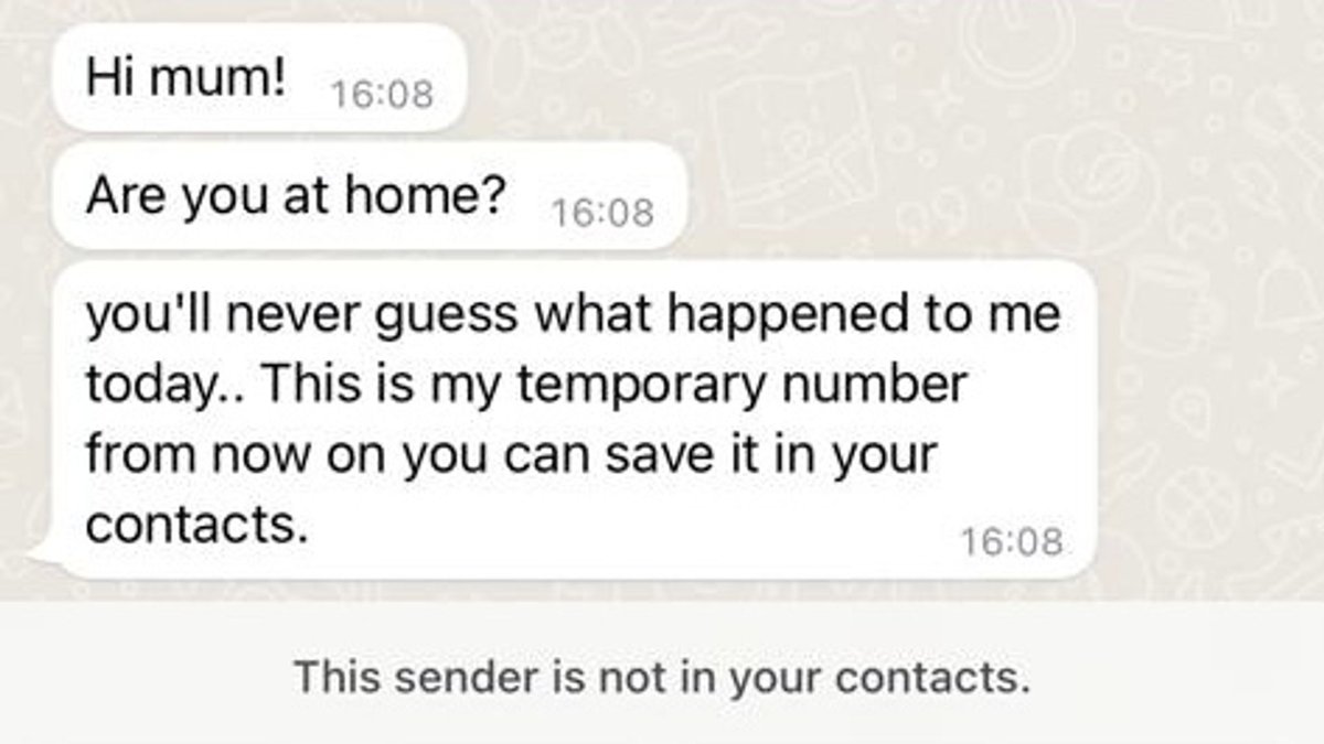 ⛔️ WARNING⛔️

Have you received a message like this from a family member ?

Fraudsters are posing as family members, getting victims to change contact numbers then requesting money for an emergency.

Never agree to send money without verbally confirming with that person 

#scam