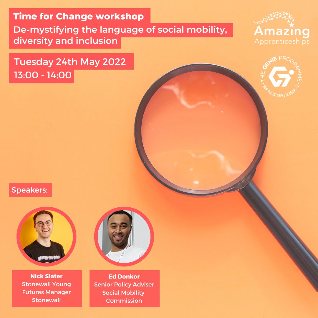 The Genie Programme (@genie_programme) on Twitter photo Today is the day!
<a href="/nickmslater/">Nick Slater</a> <a href="/stonewalluk/">Stonewall</a> and Ed Donkor <a href="/SMCommission/">Social Mobility Commission</a> the stage is yours at 1pm!
genieprogramme.com/time-for-chang…
#thegenieprogramme #apprenticeships #socialmobility #diversityandinclusion #diversityinapprenticeships #demystifyinglanguage <a href="/AmazingAppsUK/">Amazing Apprenticeships</a> Today is the day!
<a href="/nickmslater/">Nick Slater</a> <a href="/stonewalluk/">Stonewall</a> and Ed Donkor <a href="/SMCommission/">Social Mobility Commission</a> the stage is yours at 1pm!
genieprogramme.com/time-for-chang…
#thegenieprogramme #apprenticeships #socialmobility #diversityandinclusion #diversityinapprenticeships #demystifyinglanguage <a href="/AmazingAppsUK/">Amazing Apprenticeships</a>