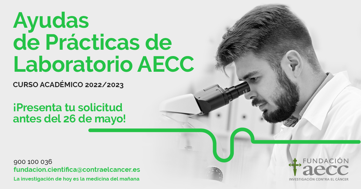 El jueves 26 de mayo a las 15:00h cierra la convocatoria de prácticas de laboratorio para el curso 2022/23. Si eres universitario aún estas a tiempo de solicitarla y completar tu formación y conocer la investigación en cáncer. #investigandoencáncer  contraelcancer.es/es/area-invest…