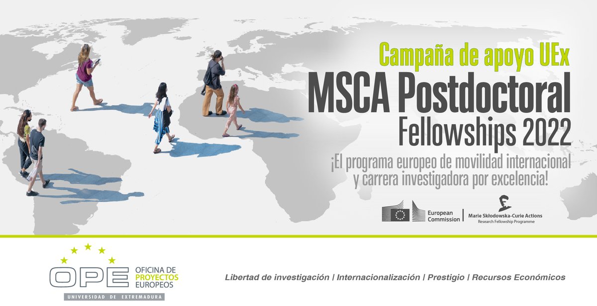 ¡Atrae talento internacional a tu grupo de investigación!

Este 2022, la OPE-<a href="/uex/">uEx</a> y <a href="/FundecytPCTEX/">FUNDECYT-PCTEX</a> lanzamos una campaña de apoyo para que investigadores/as de Extremadura expriman el Programa <a href="/MSCActions/">Marie Skłodowska-Curie Actions</a>:
 
oficinaparalainnovacion.es/index.php?page…

#Recursos #Prestigio #Internacionalización