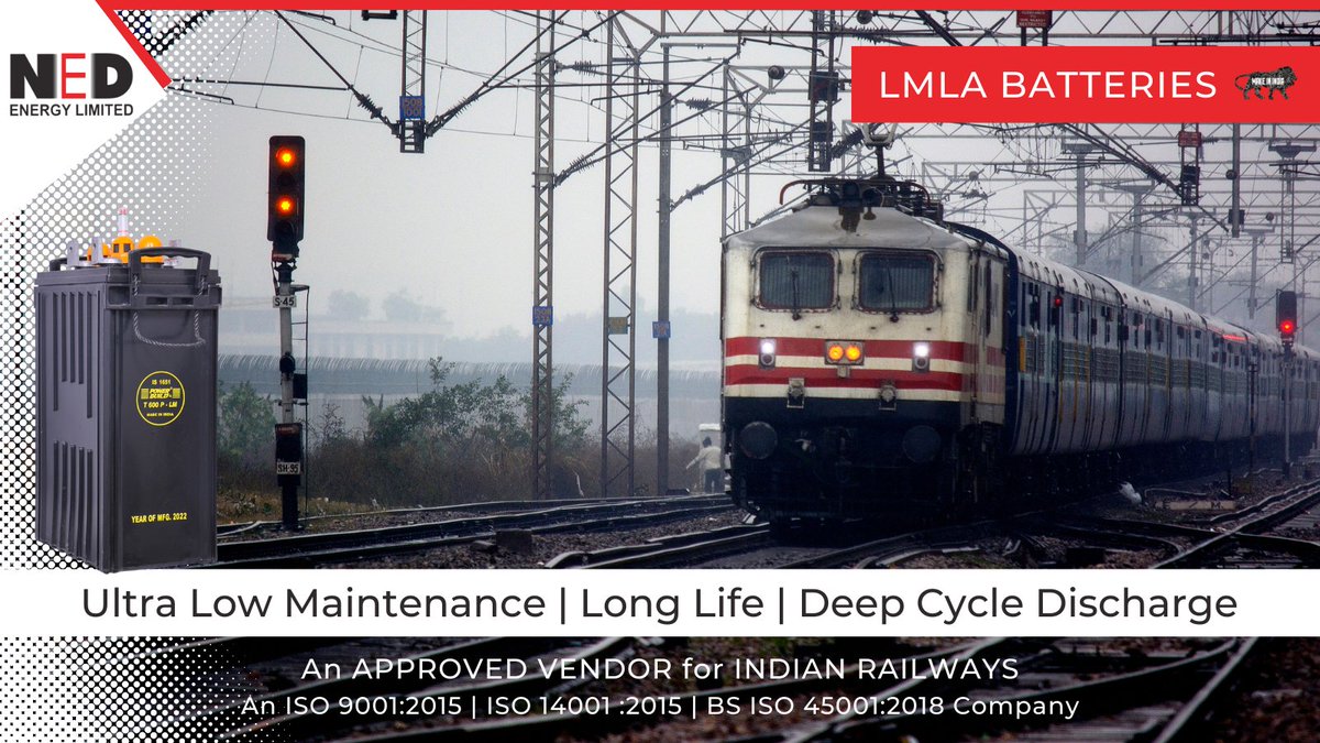 NedEnergyLtd's tweet photo. We are an Approved Vendor for Indian Railway batteries for S&amp;T application by RDSO and is a Part 1 supplier to Indian Railways.
Our batteries provide a strong and clean power source that far surpasses other batteries of its kind.
#energystorage https://t.co/wUbzZUmh2B