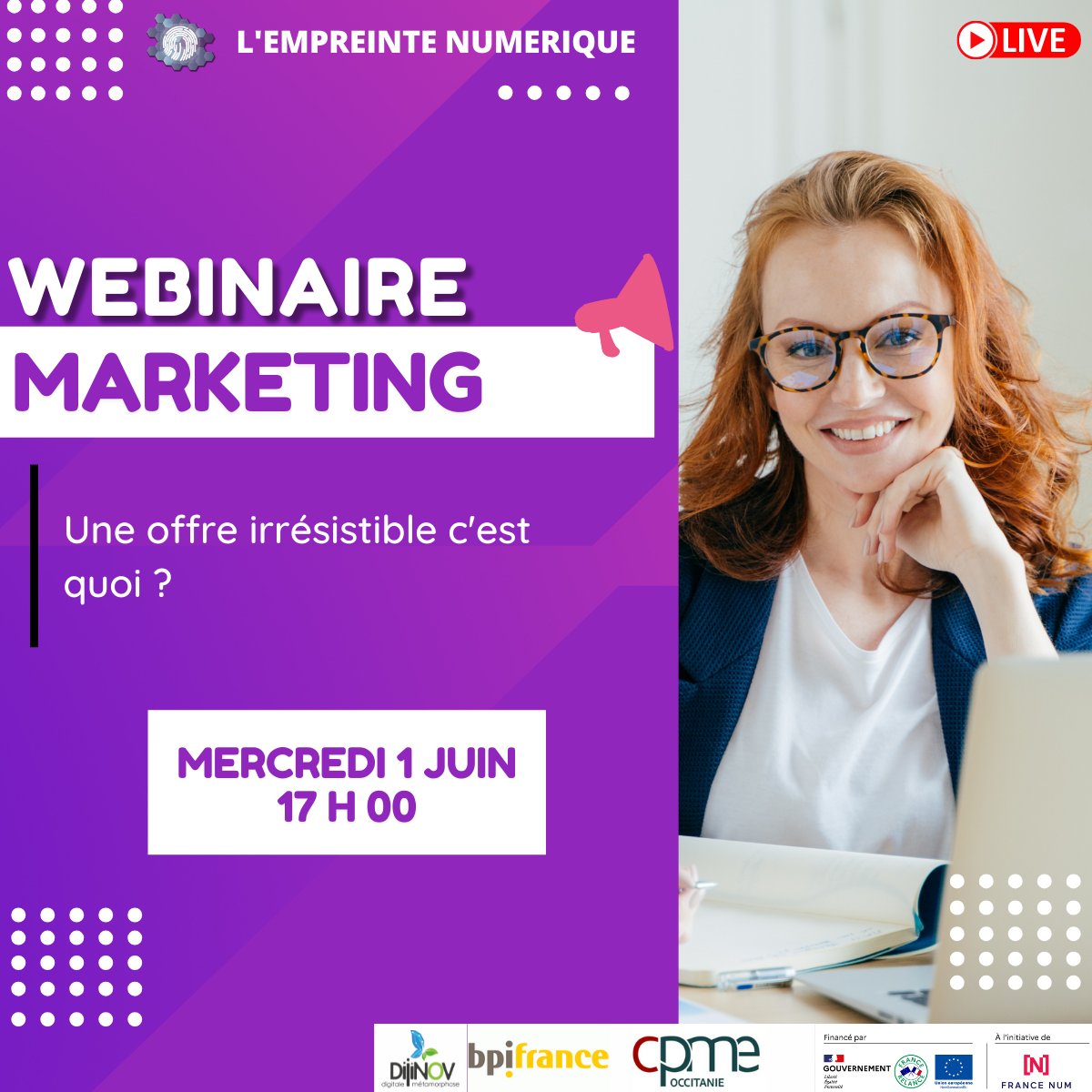 🔴 Atelier Webinaire / #PassezAuNumérique

Inscrivez-vous pour participer gratuitement à notre Atelier Webinaire sur le Marketing ! 📊

📅 Quand : mercredi 1 juin à 17 h 00
💻 En visio 

Je m’inscris ➡️ lnkd.in/dgYX_crs