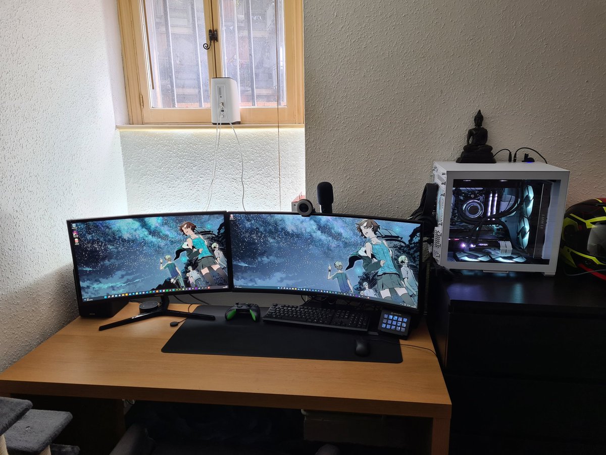 spacebar2029's tweet photo. #jaywhatdoyouthinkmay2022
Hey @JayzTwoCents . This is my gaming/streaming setup. 
CPU: Ryzen 5 2600X
CPU Cooler: Lian Li Galahad 240mm
Motherboard: Asrock B450m Steel Legend 
RAM: 16GB HyperX ddr4 3200mhz
GPU: RTX 3080 Aorus Extreme Waterforce (AIO)
Case: Lian Li o11 Mini Air https://t.co/54u7nflYUy