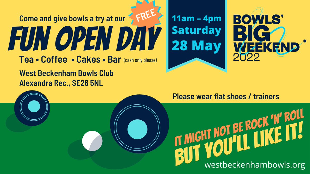 WestBeckBowls's tweet photo. Bowls is a great sport and fun for all... Come and give it a go this Saturday at our FREE open day. 😀
#TryBowls #PlayBowls #LoveBowls #Penge #SE20 https://t.co/53OtALKr3e
