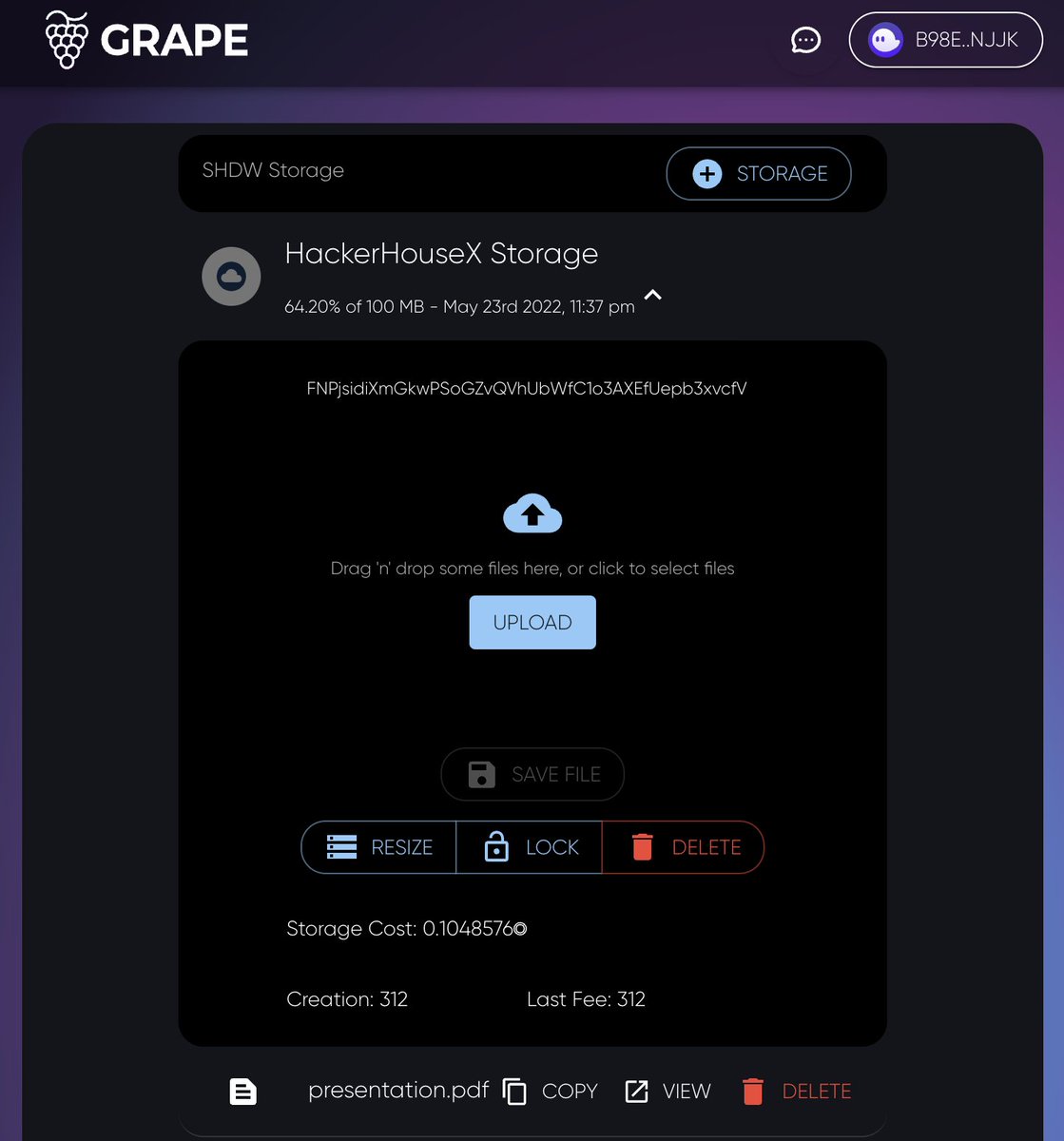 Grape Drive powered by SHDW  | composability on <a href="/solana/">Solana</a> @GrapeAthensDAO open sourced on our Github <a href="/GenesysGo/">GenesysGo</a> <a href="/grapeprotocol/">🍇 Grape Protocol</a> LFG