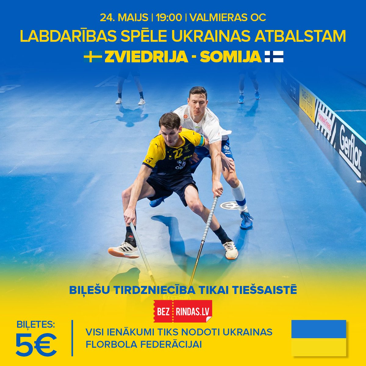 LFS_floorball's tweet image. 🇺🇦 Šovakar Valmieras Olimpiskajā centrā tiks aizvadīta labdarības spēle Ukrainas atbalstam.

🎟 Biļešu tirdzniecība tikai tiešsaistē: bezrindas.lv/.../labdaribas… 

#florbols #floorball
