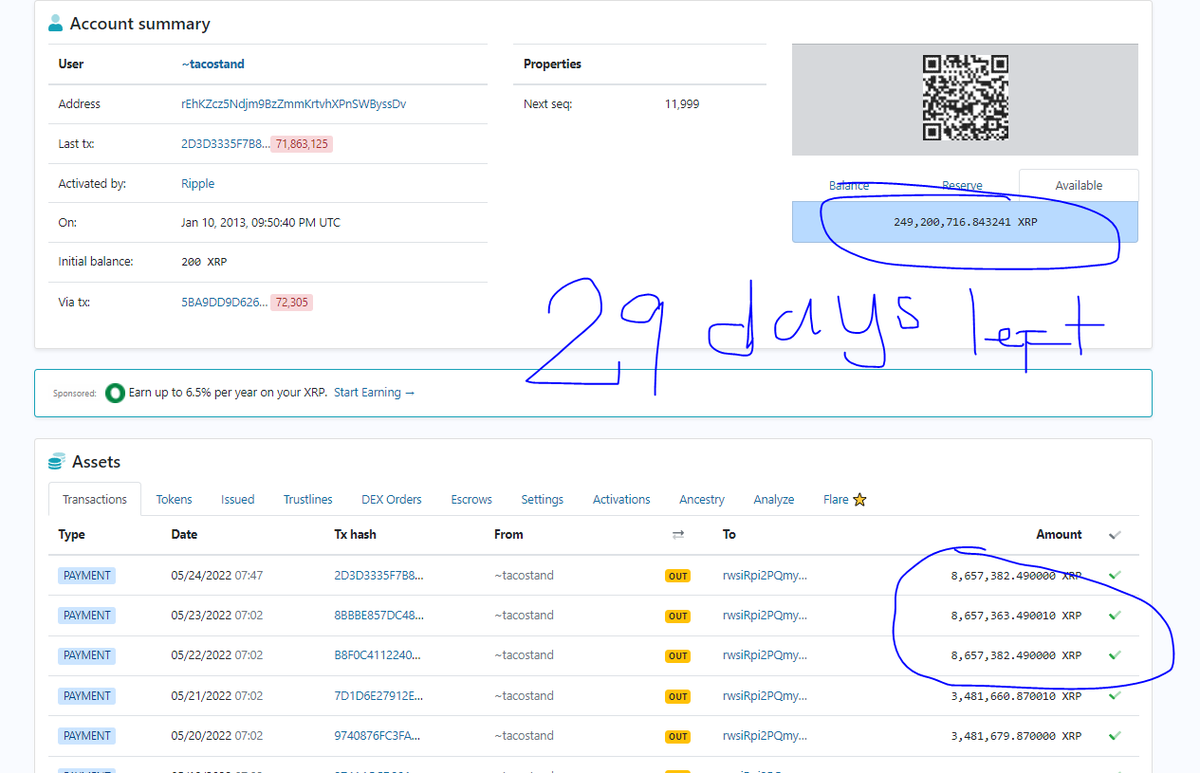 rafaelken1989's tweet photo. To all #XRP strong believers, let me update us all.

#XLM boss @JedMcCaleb whom in the last 3 days increased his XRP dump rate by approximately ~140%. So at this current rate, it requires 29 days or 1 month for his entire #Tacostand to stop dumping ducks.

While everyone forgets. https://t.co/lezuTAxYFl