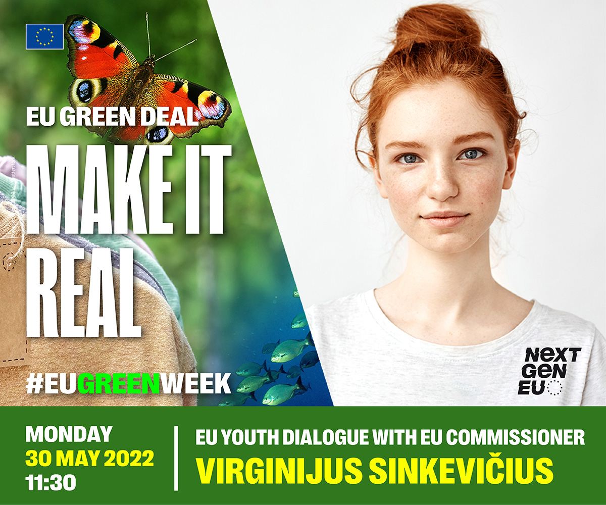 Save the date for the EU Youth Dialogue at the #EUGreenWeek! 💬

On 30 May, Commissioner <a href="/VSinkevicius/">Virginijus Sinkevičius</a> will meet young people from across 🇪🇺 to talk about the role of youth in creating a healthier 🌍

🟢 Livestreamed at 11:30 CEST

europa.eu/!7T97qJ 

#EuropeanYearofYouth