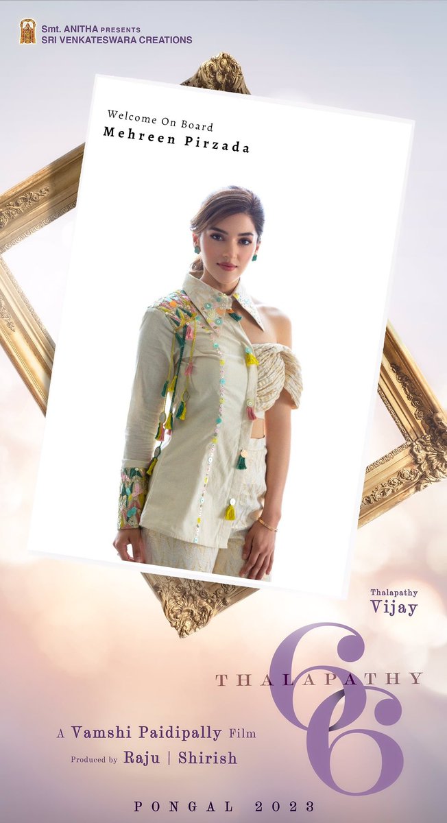 Filmfully's tweet photo. Welcome On Board @Mehreenpirzada 🕊️❤️ !
#Thalapathy66 @actorvijay @directorvamshi https://t.co/P4AHBjjEcJ