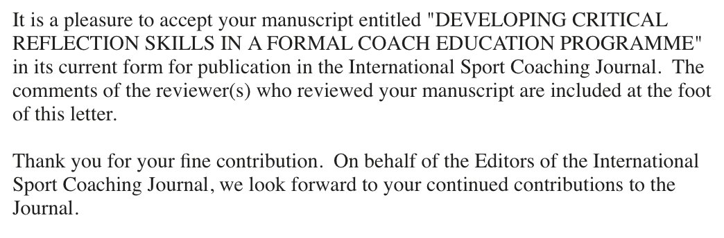Developing critical reflection capabilities among gymnastics coaches in Belgium. 

Great to be part of this work with <a href="/hansvgdb/">Hans Vangrunderbeek</a>, and colleagues at <a href="/VTS_tweets/">Vlaamse Trainersschool</a> and <a href="/KU_Leuven/">KU Leuven</a>.

Available in the <a href="/ISCJHK/">ISCJ</a> soon.