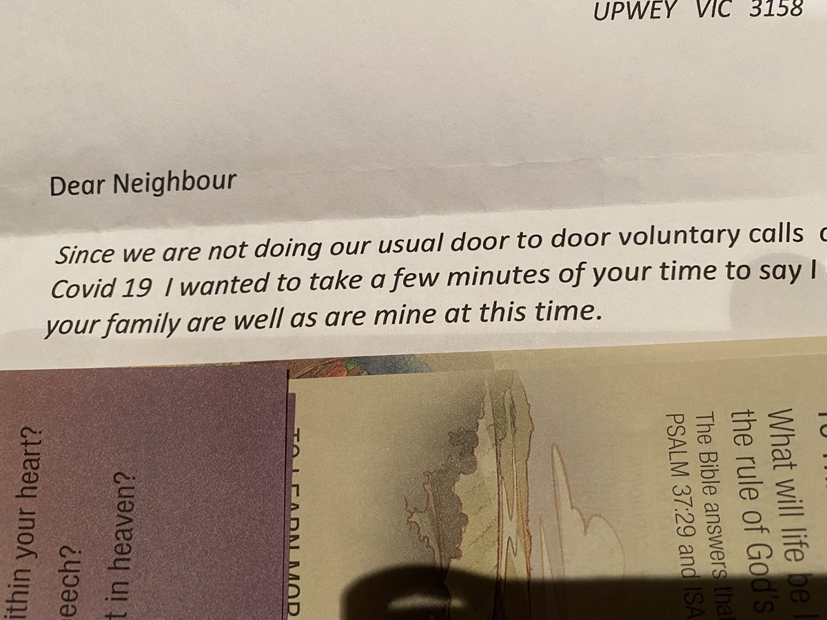 suburbiageddon's tweet photo. well thank fk for covid neighbour 🤔 #godbotherer https://t.co/U6KR2yfq4q
