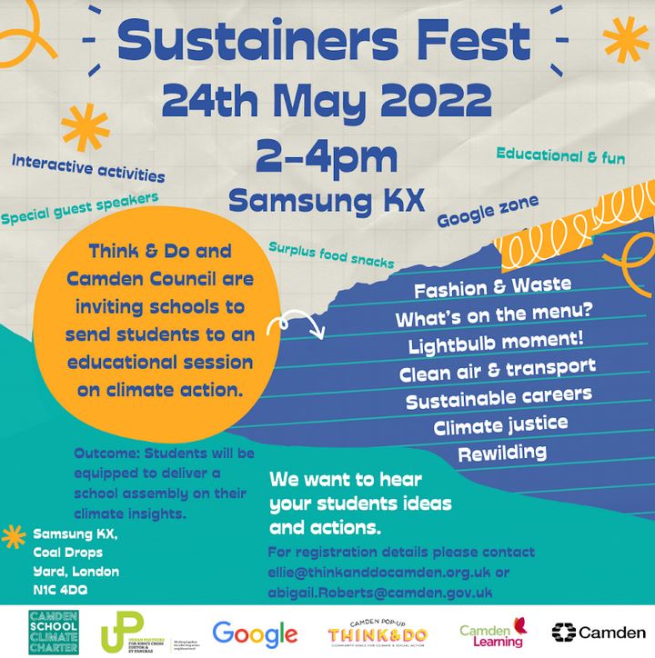 This afternoon #SustainersFest will take place at <a href="/SamsungUK/">Samsung UK</a> King's Cross in <a href="/CoalDropsYard/">Coal Drops Yard</a>. Urban Partners are pleased to sponsor the event by <a href="/ThinkDoCamden/">Think & Do</a> &amp; <a href="/CamdenCouncil/">Camden Council</a> to provide 80 students from #Camden with an educational session on climate change. Learn and be curious!