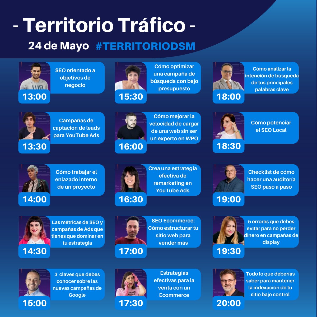 🚀  Hoy arranca el primer día del #TerritorioDSM con el #TerritorioTrafico.

Por delante 8 de formación en las que aprenderás técnicas SEO y de publicidad en Google Ads.

Aquí puedes reservar tu plaza gratuita:

👉  marketingandweb.es/congreso-marke…

Esta es la alineación de hoy 👇