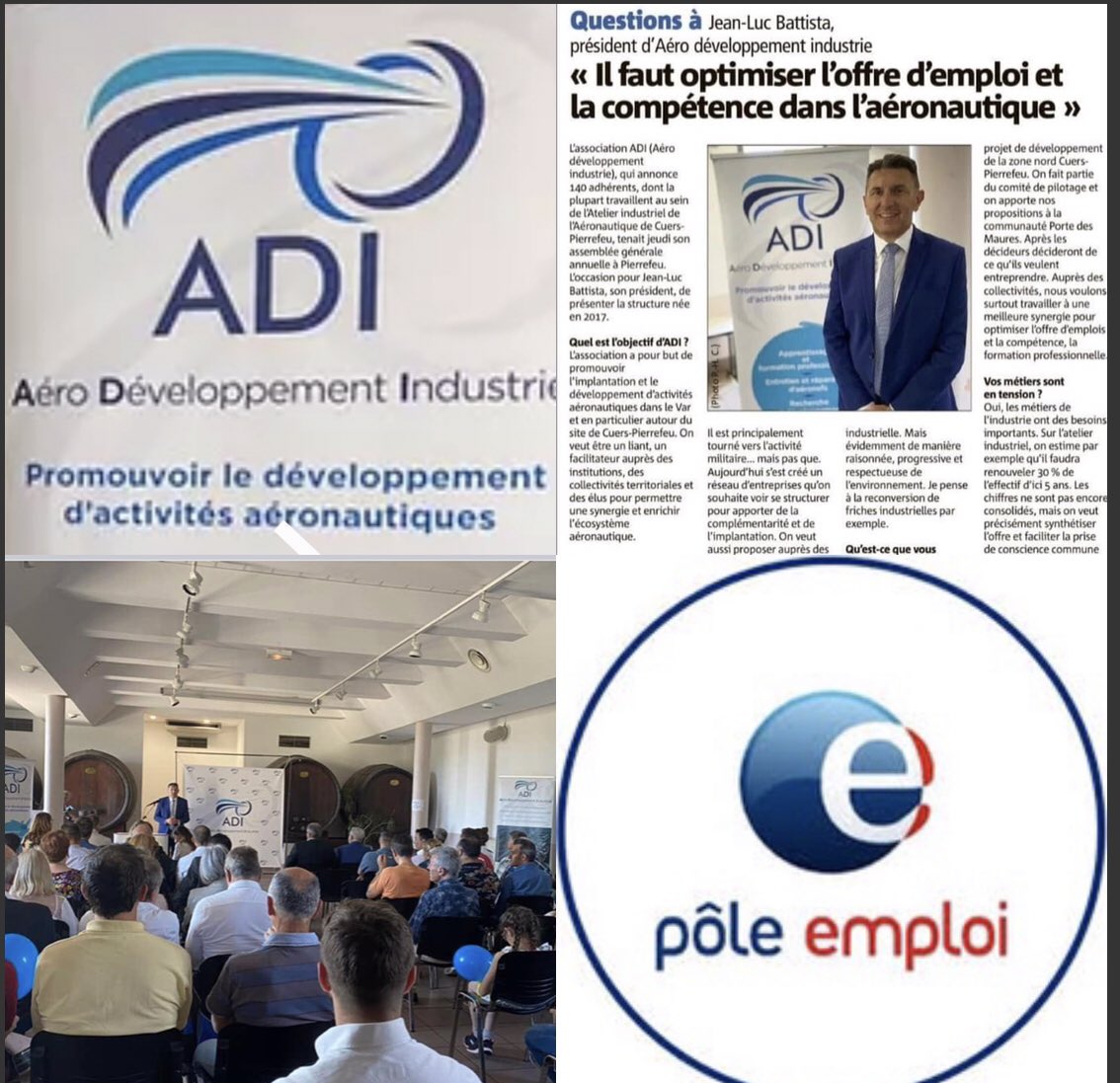 GildasBrieau's tweet photo. Avec @poleemploi_VAR J’ai assisté à l’AG de l’#ADI #aérodéveloppementindustrie qui agit en partenariat avec la @CCIduVar &amp; le focus a été mis sur la nécessité de développer l’#apprentissage &amp; la #formationprofessionelle liés aux métiers de l’industrie #aéronautique dans le #Var. https://t.co/xFJHSBJijR