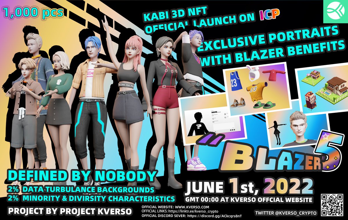 📢Attention Kenners!

🌟The official mint date for the first 1,000 KABI #NFT collection is set on June 1st, 2022, on #ICP ! 

1 KABI = 5 #NFTs &amp; MORE!

🌠First launch is exclusive for WL only. Get your WL now!

OAT:galaxy.eco/KVERSO/campaig…

Gleam:gleam.io/competitions/o…

#DFINITY