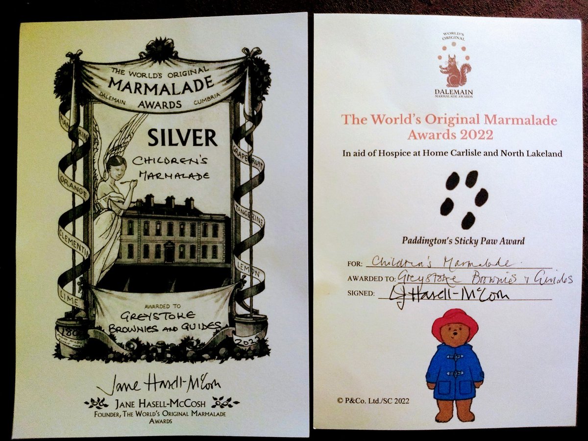 Look what's arrived in today's post from <a href="/DalemainMansion/">Dalemain Mansion</a>! We got SILVER in the Children's Marmalade Category of the <a href="/MarmaladeAwards/">Marmalade Awards</a>! And a sticky paw award from <a href="/paddingtonbear/">Paddington</a>! Our marmalade did taste delish, even if we do say so ourselves! 🍊 🥈🐻🐾🧡