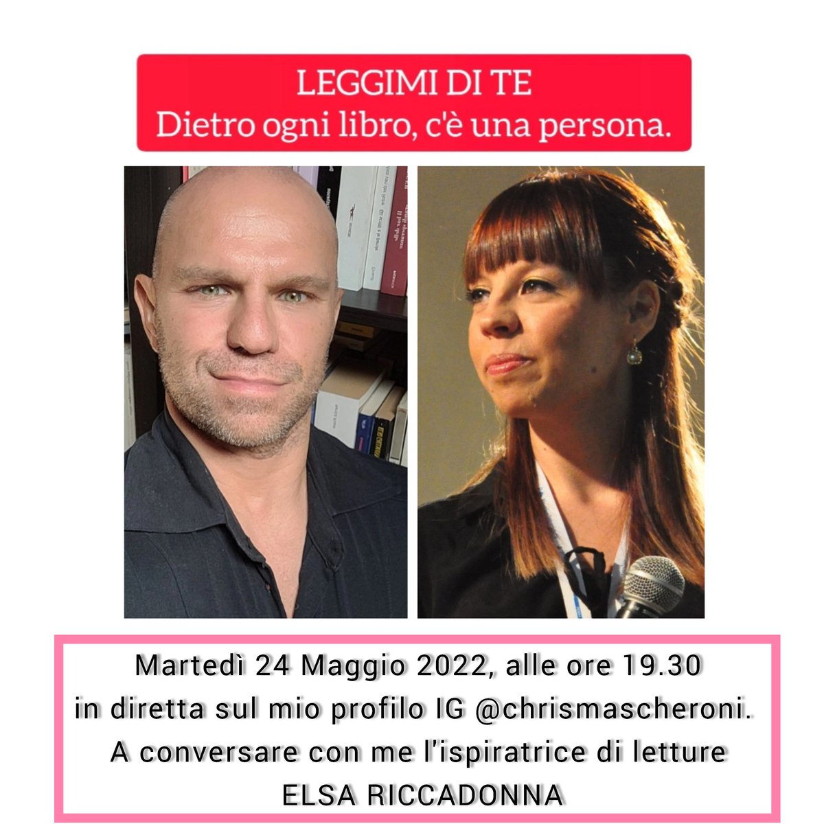 LEGGIMI DI TE torna stasera, 24 Maggio, alle 19.30, con una nuova diretta sul profilo IG <a href="/chrismascheroni/">Christian Mascheroni</a>. A conversare con me Elsa Riccadonna, straordinaria ispiratrice di letture, bibliotecaria mantovana dall'anima fulgente. #leggimidite
