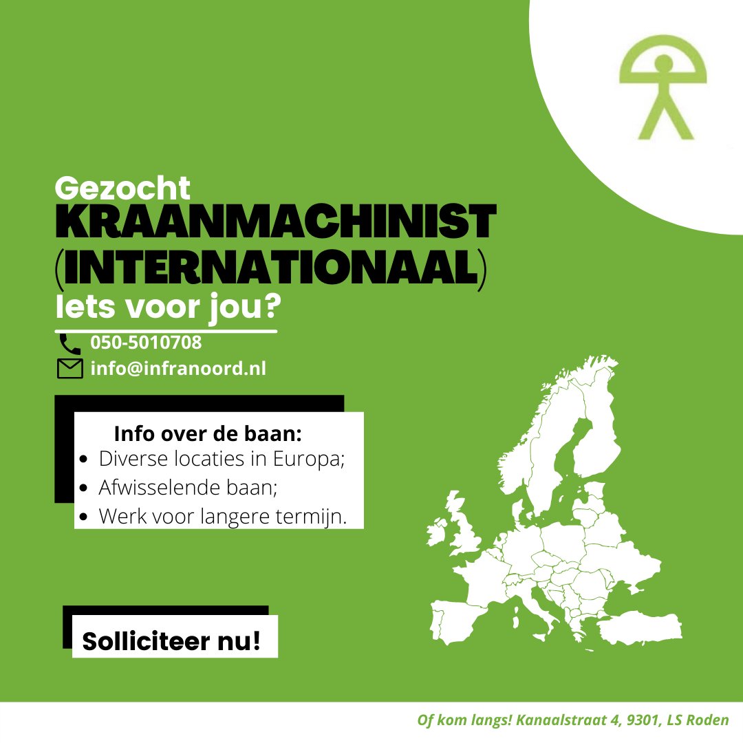 Ben jij een kraanmachinist en werk jij graag in het buitenland?🇪🇺 Dan is dit dé vacature voor jou! Stuur ons een DM of neem contact op via 050-5020301 en we komen zo spoedig mogelijk met je in contact!
#europa #kraan