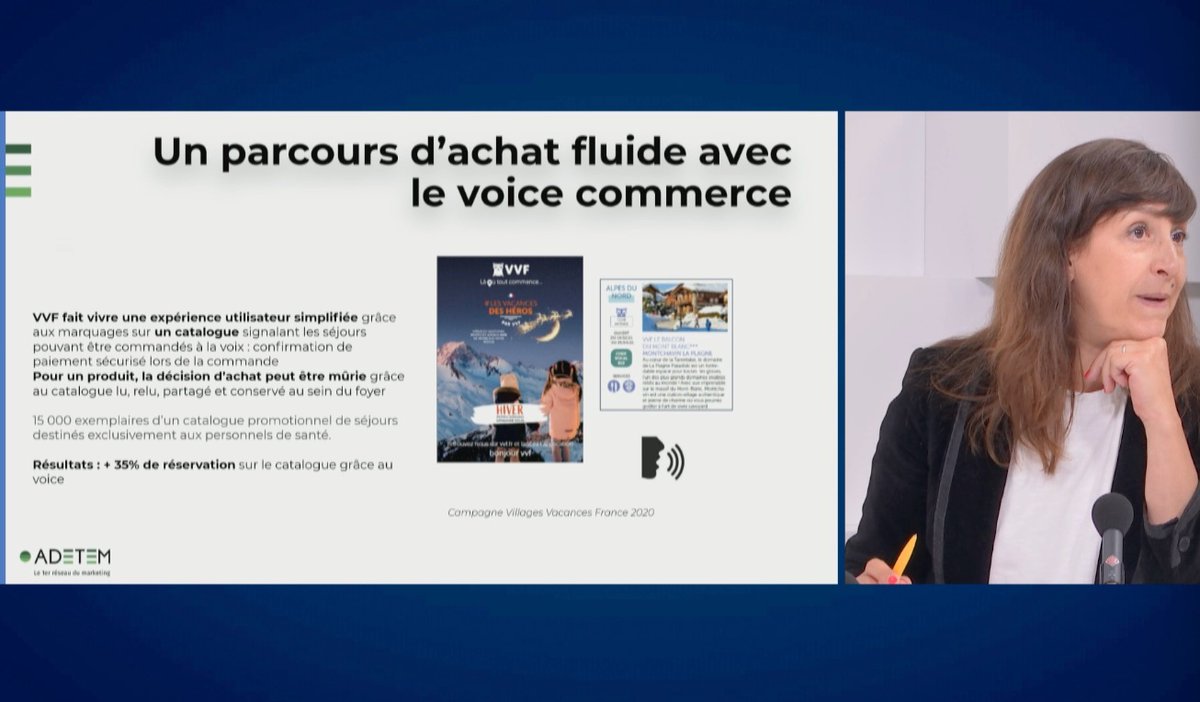 emiliemarquois's tweet photo. @n_d_isanto (@LaPosteBusiness) nous parle du voice commerce. Cela apporte de la fluidité, de la diversification, du ludique. 

Un exemple : @VVFOfficiel, qui grâce au #vocal 🗣️, a permis d'augmenter 📈 ses réservations de 35%.

#INH #InsideHome #VoiceCommerce https://t.co/lwKyGu5AQD