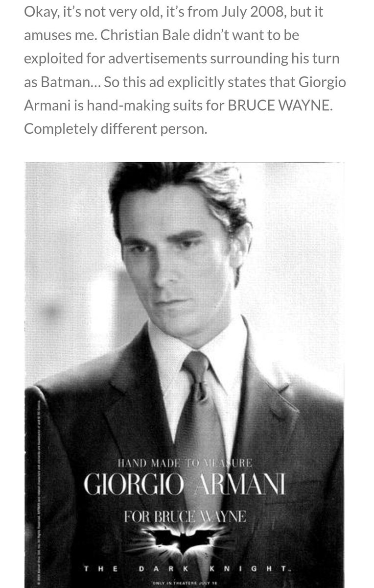 유명한 일인데 모르시면서 엄청..훈계톤이네 크리스찬 베일이 아르마니 광고하기싫다했는데 해당 사진을 너무 쓰고싶었던 아르마니가 "브루스...