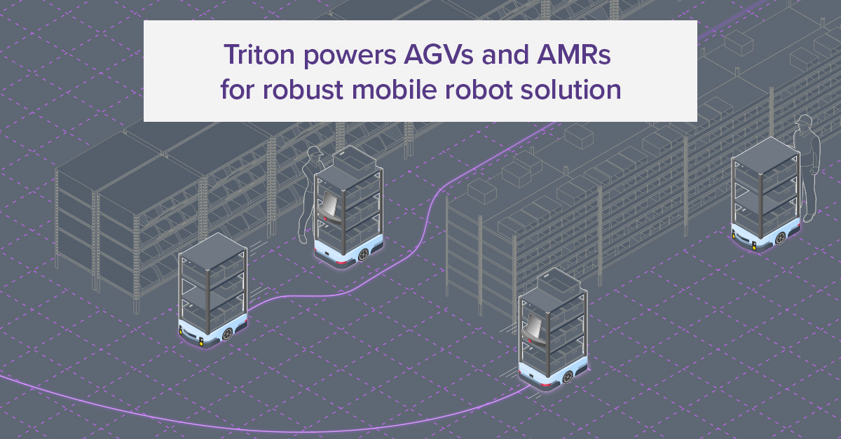 AGVs &amp; AMRs look like they’re straight out of a sci-fi film, but these #mobilerobots are relevant now more than ever, enabling industrial automation in booming intralogistics &amp; manufacturing environments. Triton is accelerating automation across the globe. bit.ly/3GaCav8