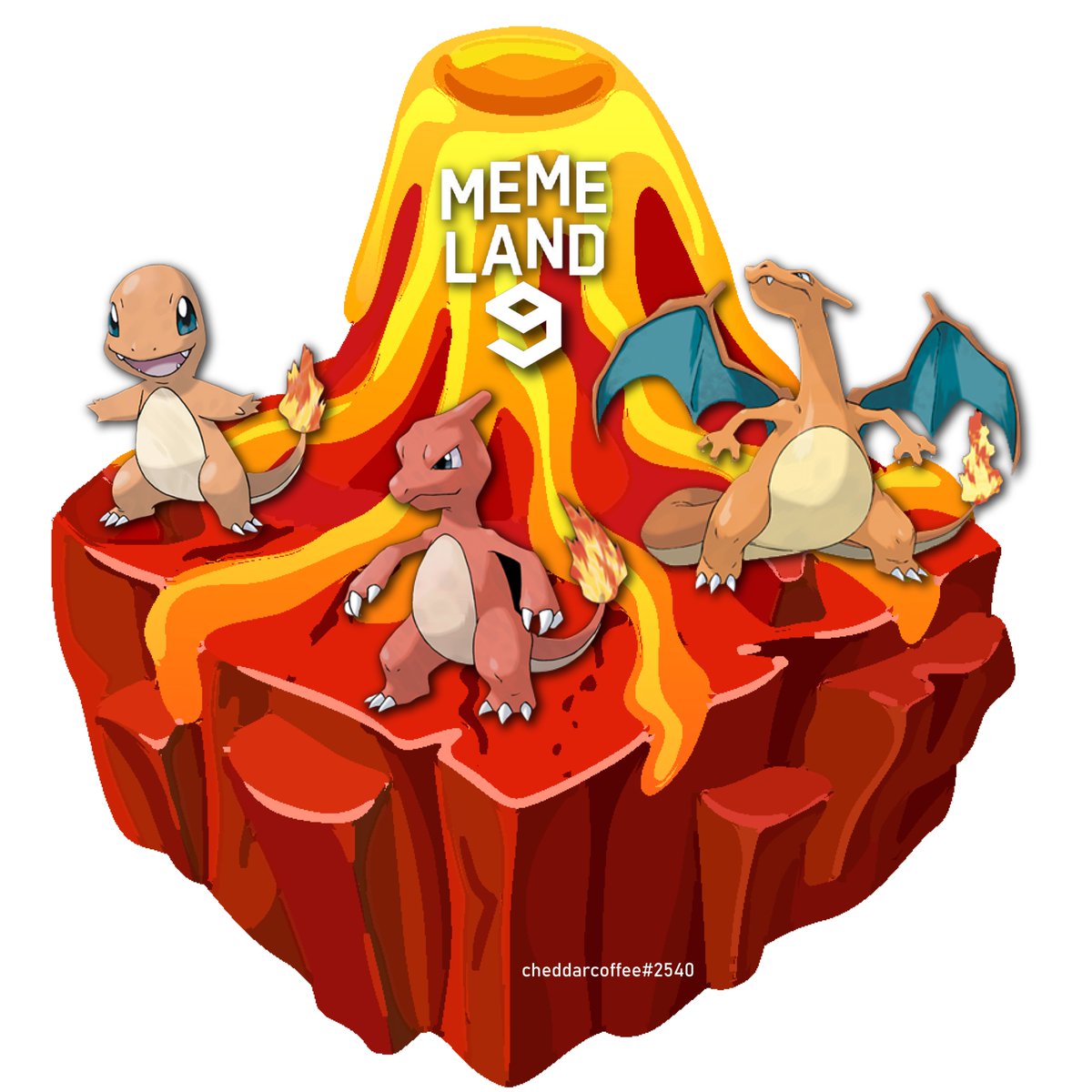 thegodleon's tweet photo. Hello ahoooyyyy! Sending respect to @on9eth @9gagceo and all board team memeland! 🏴‍☠️

On this opportunity, i'm bring the inspiration theme of 'Pokemonland' that consist of fire land and water land, also they've evolution story of their hero character (cont.) #memelandnoticeme https://t.co/cFUx9COxb6