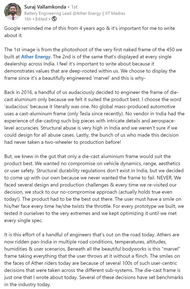 tarunsmehta's tweet photo. This is what made Ather. This is why #BuiltForUs is our internal product slogan.
Join us if you want to be part of this story.
Hiring:
1) battery engg on anushree.vb@atherenergy.com
2) product managers on shabin.belliappa@atherenergy.com
+ a ton more on https://t.co/JmqcbaAKwF https://t.co/W0faSG6EKz