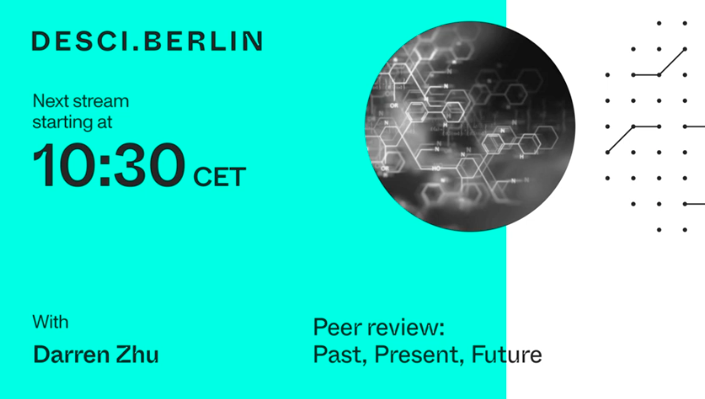 DeSciAlliance's tweet photo. 📢 @DeSciBerlin day 2 is LIVE!
On the topic of #peerreview - @darrenzhu from @atoms_org is
discussing its past, present, and future 🖇️ 📄
#DeSciBerlin #desci #scientech
🔗 Join the live-stream 👇
https://t.co/IMjpgyYU8X https://t.co/wTCpn8Z7Vy