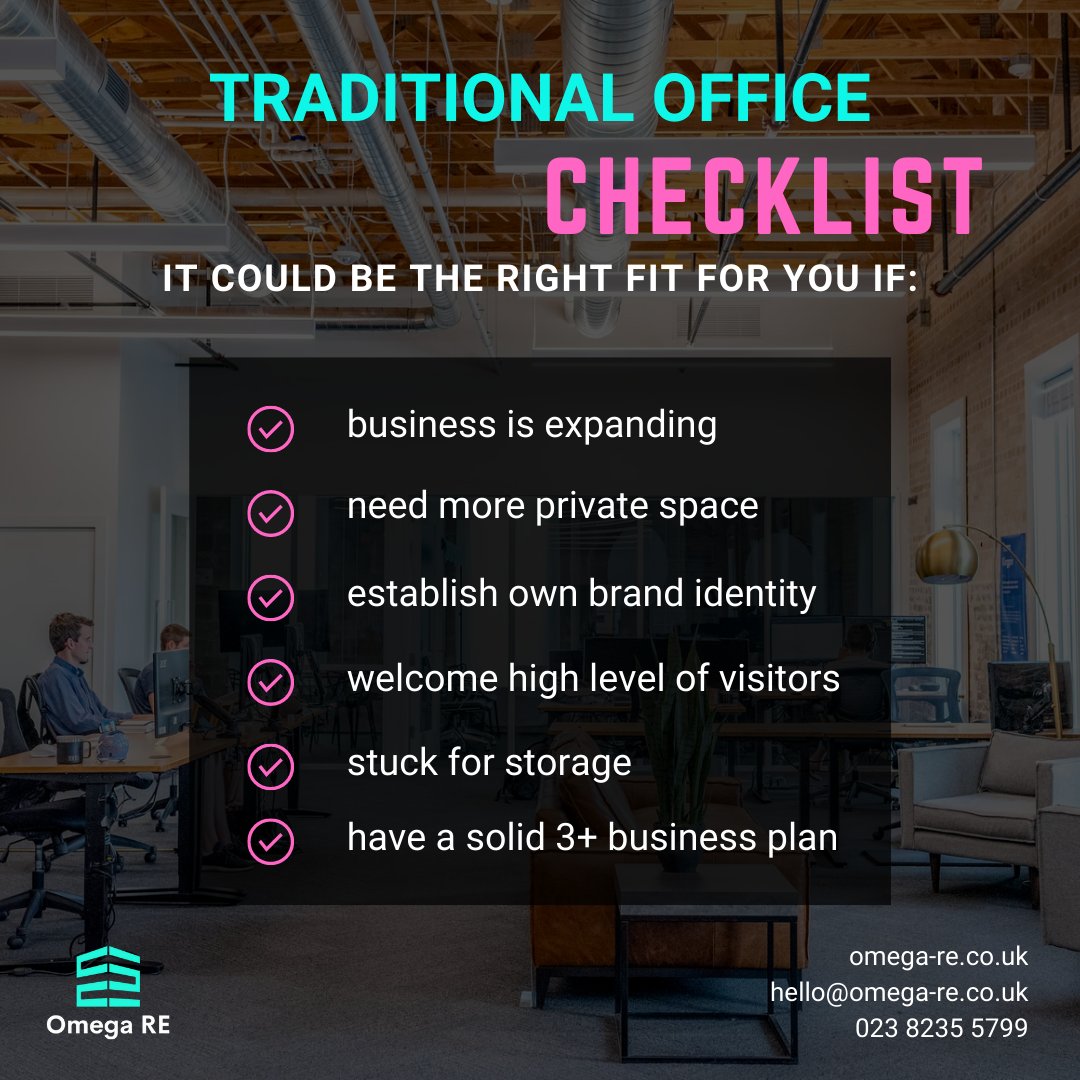 How do you know what type of office is the right fit for you? 

See our checklist to see which point applies to your current situation. 
We're here to access your workspace property needs. 

# #propertylease #commercialproperty #lastminute #realestate #southampton #hampshire