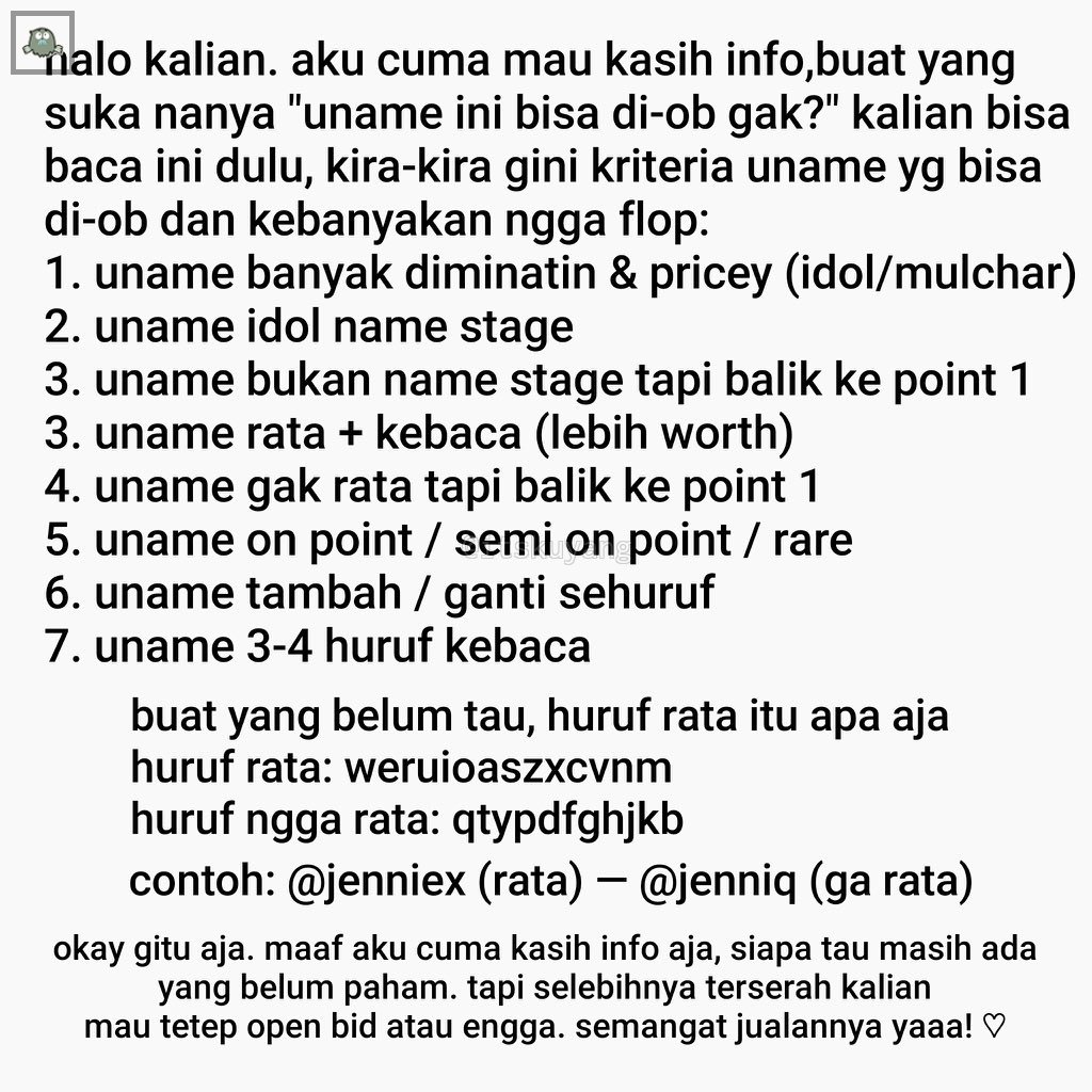 pointibe's tweet photo. sekedar mengingatkan buat yang selalu nanya "@ ini bisa di juwal ngga ya?"
ada namanya rumus usn. liat disini yah 

https://t.co/StAsTEANYx