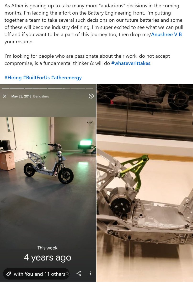 tarunsmehta's tweet photo. This is what made Ather. This is why #BuiltForUs is our internal product slogan.
Join us if you want to be part of this story.
Hiring:
1) battery engg on anushree.vb@atherenergy.com
2) product managers on shabin.belliappa@atherenergy.com
+ a ton more on https://t.co/JmqcbaAKwF https://t.co/W0faSG6EKz