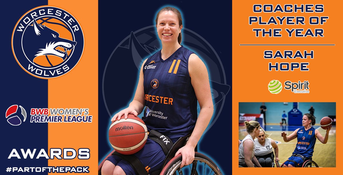 WBPLWolves's tweet photo. 🏆COACHES PLAYER OF THE YEAR🏆
🏀SARAH HOPE🏀
#WolfPack congratulations to Sarah who takes the Coaches pick in the first @BritWheelBBall Women's Premier League!
Thank you to @SpiritExecutiv1 who sponsored Sarah for 2022.
#PartOfThePack #WolvesAwards #BWBWPL #ThreeTeamOneClub https://t.co/YymUwPW4hd