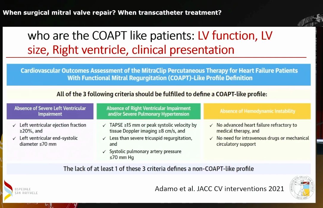 🧩Tailored treatment in secondary mitral regurgitation @dottormaisano When surgical mitral valve repair? When transcatheter treatment? #HeartFailure2022