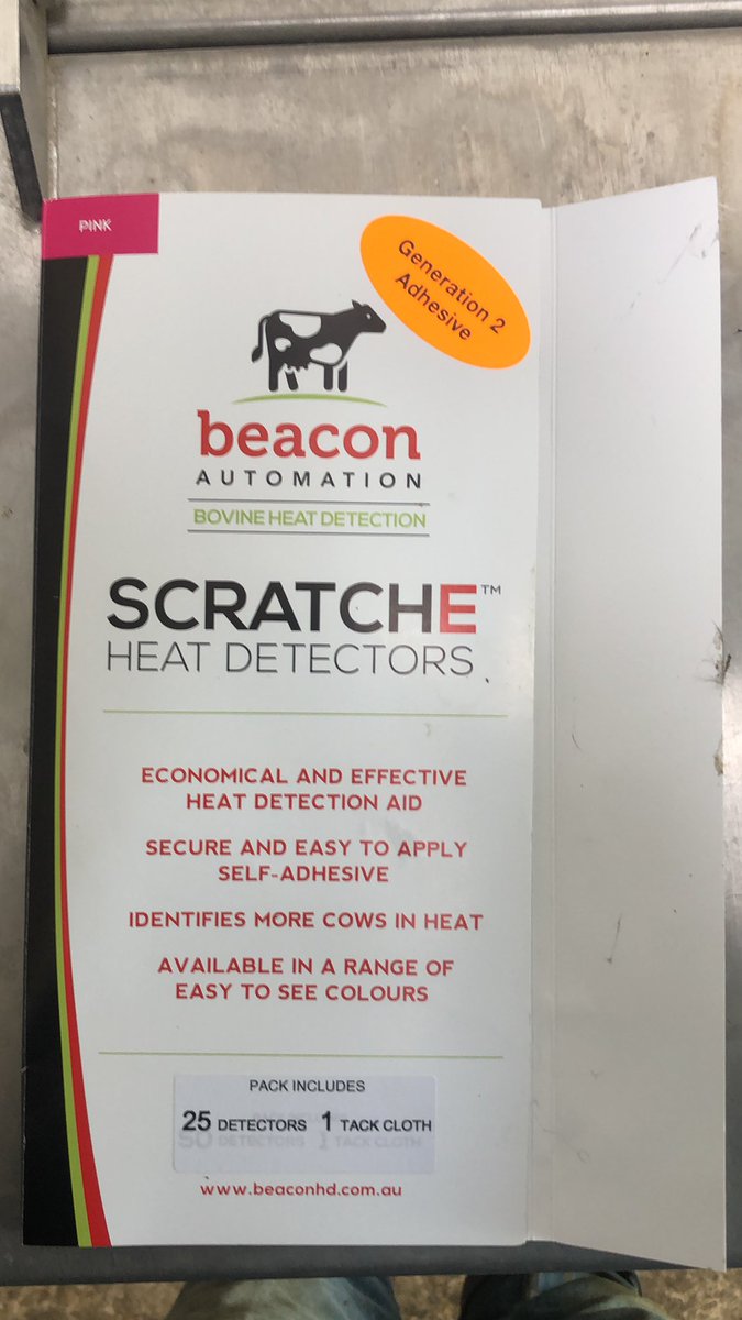Using ScratchE as a heat detection aid this year on heifers.Excellent product! No extra glue needed. Purchased <a href="/CThurles/">Centenary Thurles</a>
