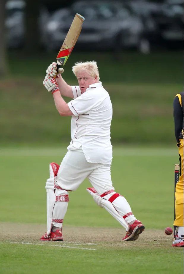 PictureSporting's tweet photo. Somehow struggling to picture Boris Johnson walking if he got a thin edge behind. Or even a massive edge to fourth slip come to that ... (Rex Features) https://t.co/rSzVyVITQ1