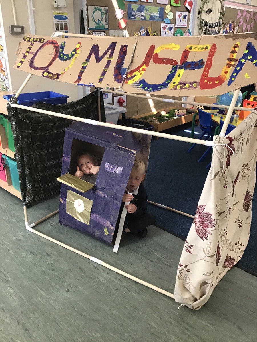 JJanemckay's tweet photo. Reception children have made a toy museum to showcase their learning about toys.  Pre-school children came to visit the museum. https://t.co/Myec1Oje0I