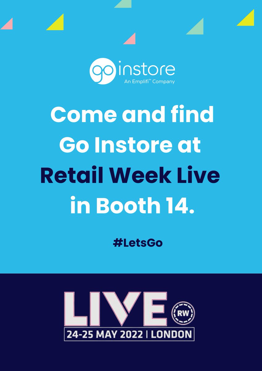 💥 Today is the day! 

Attending #RetailWeekLive this year? Find team Go Instore in Booth 14, and come and say hi! 👋