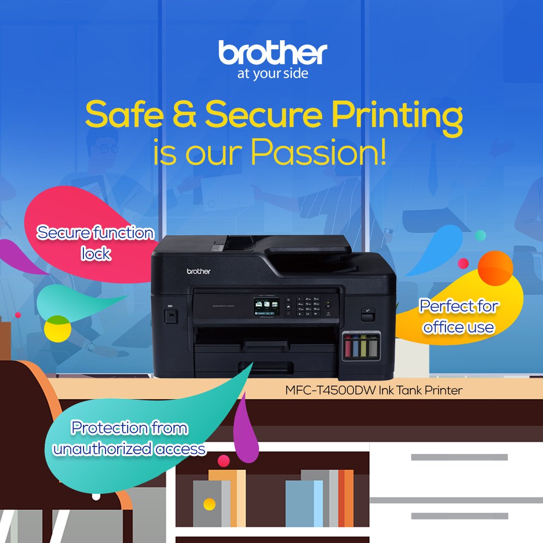 Using a WiFi connected printer can pose security risks. Take charge of your printer with the MFC-T4500DW! With full control over any group’s access, your documents will safely journey from computer to printer with no worries!