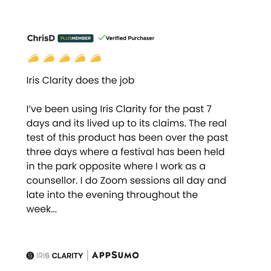 irisaudiotech's tweet photo. Taco Tuesday 🌮🌮🌮🌮🌮

We love getting feedback from our @appsumo customers! If you purchased IRIS Clarity through other means, leave us a review on Trustpilot.

https://t.co/JI5DBGi3Y5

#solutions #audiosolutions #audiotech #IRISClarity #review #appsumo #newtech https://t.co/0CXNgCMjgr