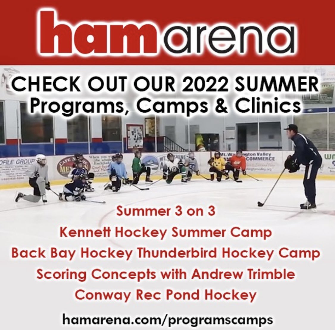 Returning to the Ham Arena in Conway, NH this summer on Tuesday nights!  

Check out the full summer programming on the Ham Arena website!

hamarena.com/programscamps/

#scoringconcepts #summerhockey #hockeycamps