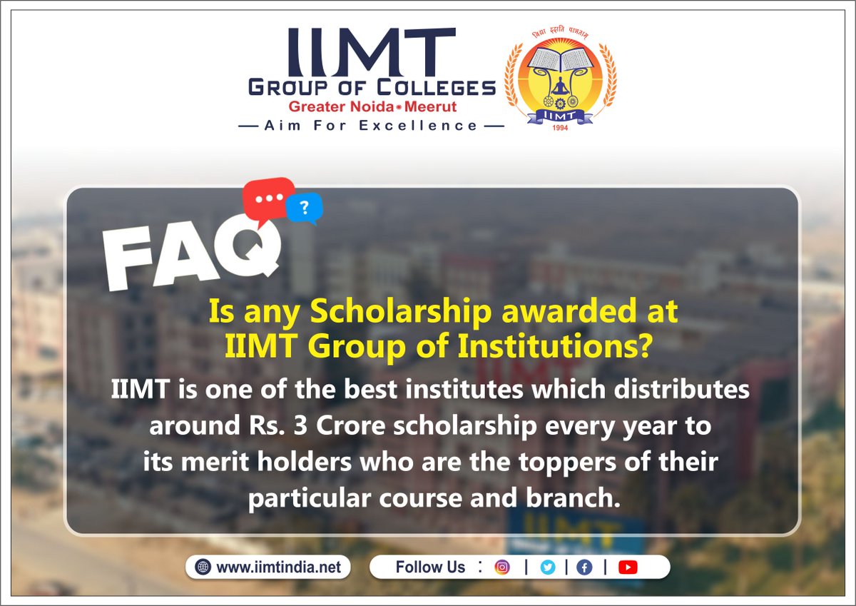 iimtnoida's tweet image. Is any scholarship awarded at IIMT Group of Colleges?
Yes. IIMT is one of the best institutes which distributes around Rs. 3 Crore scholarship every year to its academic merit holders. 
iimtindia.net
Call Us: 9520886860

#CivilEngineering #BtechCivilEngineering