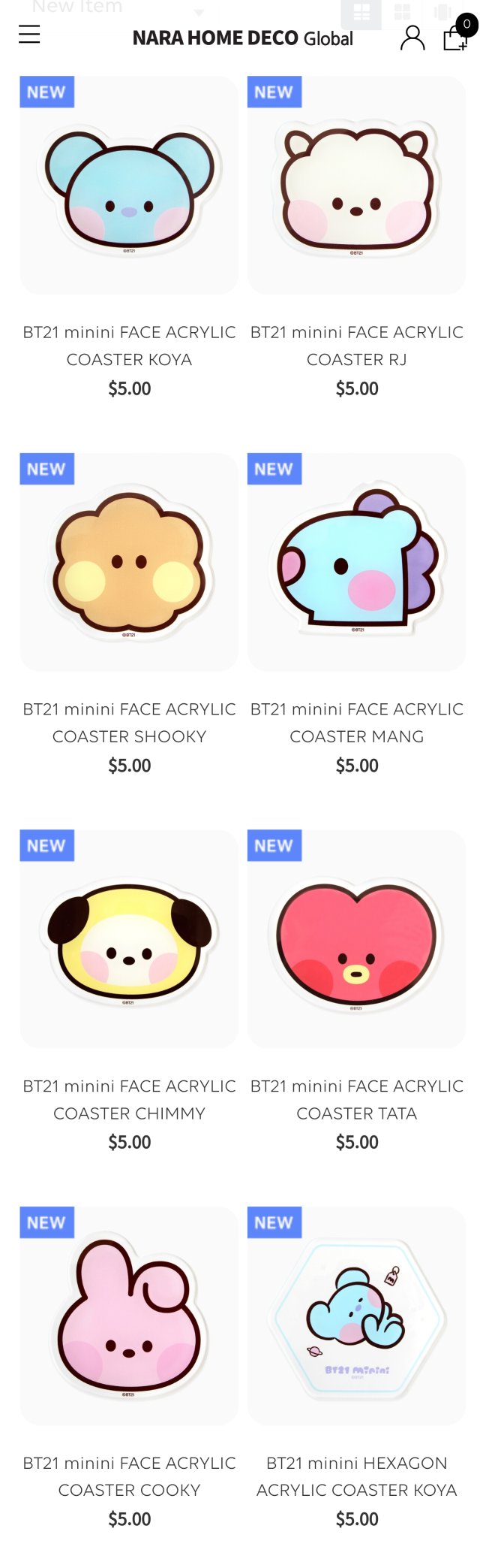 BT21 minini FACE ACRYLIC COASTER