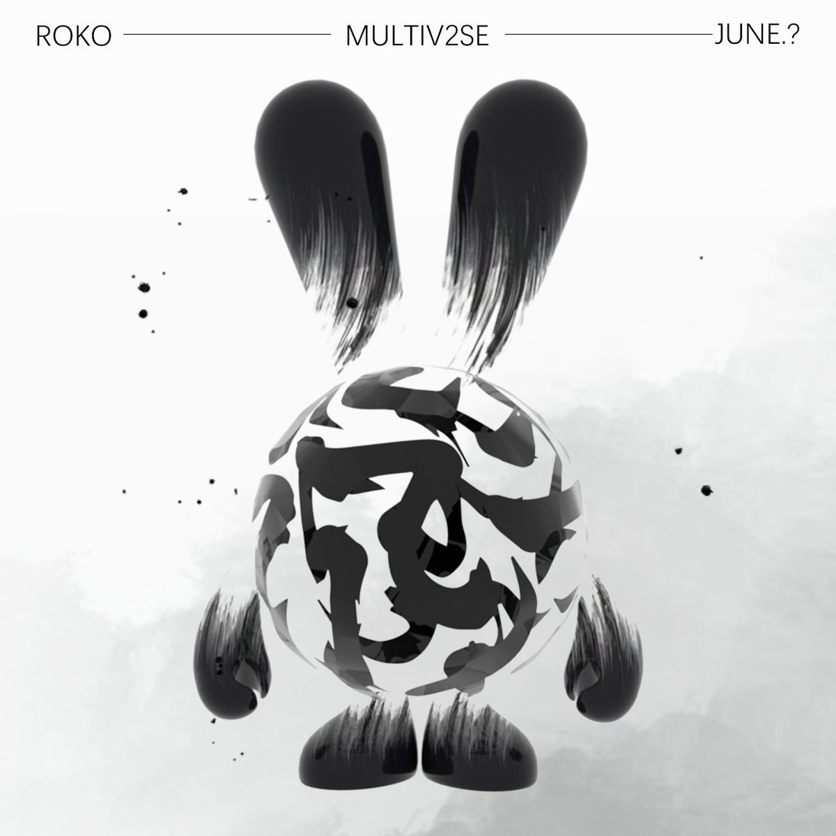 YasoZk's tweet photo. @chiko_roko #chikorokocreators 
The image of ROKO's cute rabbit reminds me of the fluffy feeling of holding it in my hand. The creative element comes from the traditional Chinese calligraphy brush strokes, This collision of tradition and fashion is very interesting to me. https://t.co/b3yODgvR51